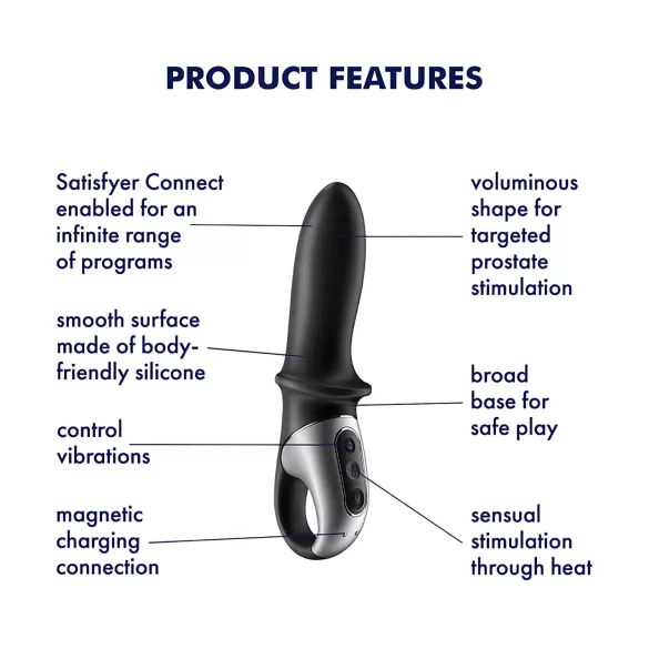 Satisfyer Hot Passion - vibrator anal inteligent cu încălzire - negru
