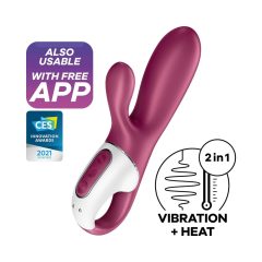   Satisfyer Hot Bunny - vibrator inteligent cu încălzire și cu stimulator de clitoris (roșu)