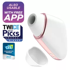   Satisfyer Love Triangle - Stimulator clitoridian cu unde de aer controlat prin aplicație (alb)