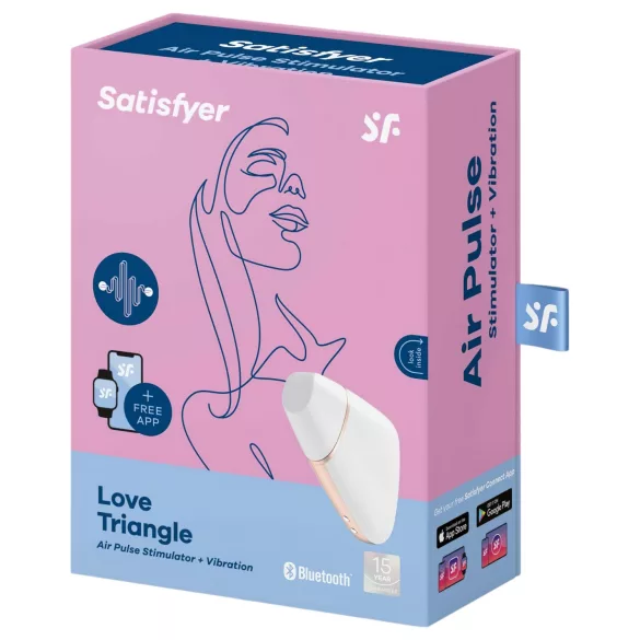 Satisfyer Love Triangle - Stimulator clitoridian cu unde de aer controlat prin aplicație (alb)