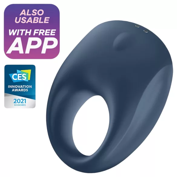 Satisfyer Strong One - Inel penian cu vibrații controlat prin aplicație, pentru bărbați (albastru)