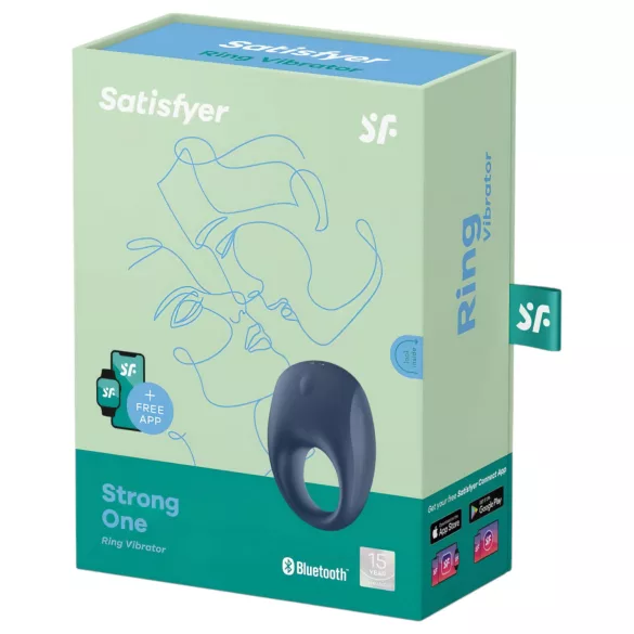 Satisfyer Strong One - Inel penian cu vibrații controlat prin aplicație, pentru bărbați (albastru)