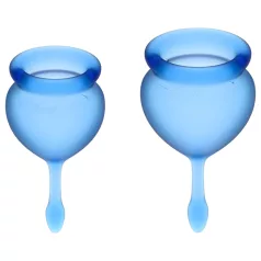   Satisfyer Feel Good - set de cupe menstruale din silicon (albastre, 2 bucăți)
