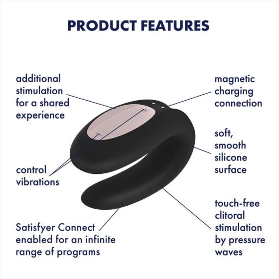 Satisfyer Double Joy - vibrator de cuplu inteligent, cu baterie, rezistent la apa (negru)