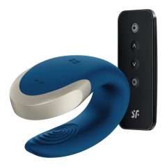   Satisfyer Double Love - vibrator inteligent, impermeabil, controlat prin radio pentru cupluri (albastru)