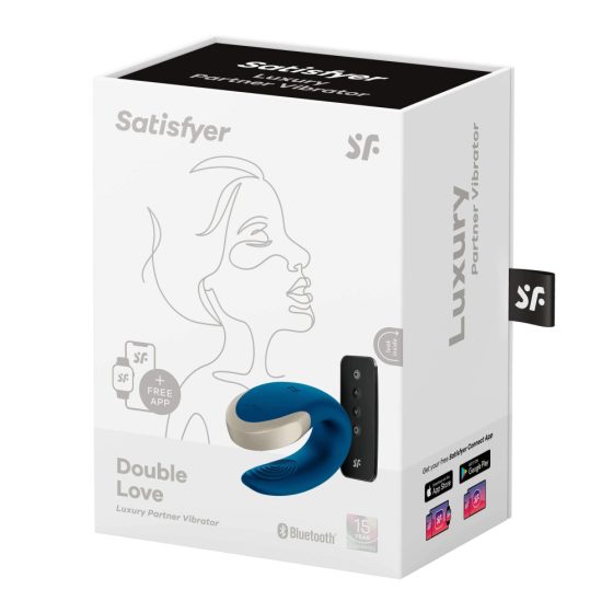Satisfyer Double Love - vibrator inteligent, impermeabil, controlat prin radio pentru cupluri (albastru)
