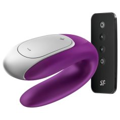   Satisfyer Double Fun - vibrator pentru cuplu inteligent - silicon mov