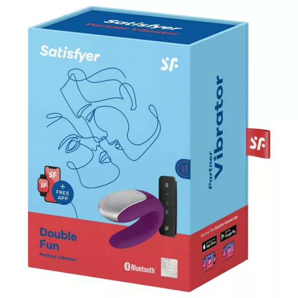 Satisfyer Double Fun - vibrator pentru cupluri controlat prin aplicație (mov)