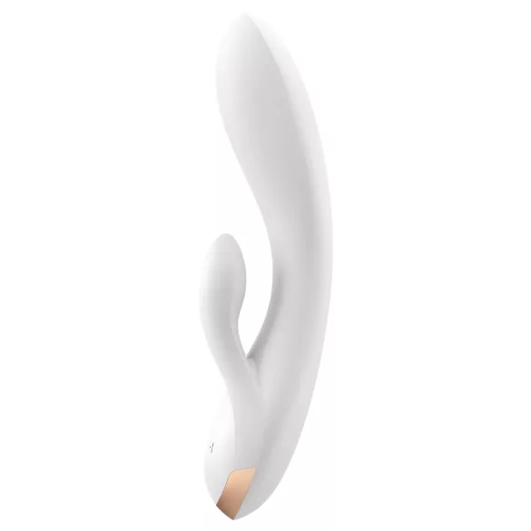 Satisfyer Double Flex - vibrator cu braț pentru clitoris controlat prin aplicație (alb)