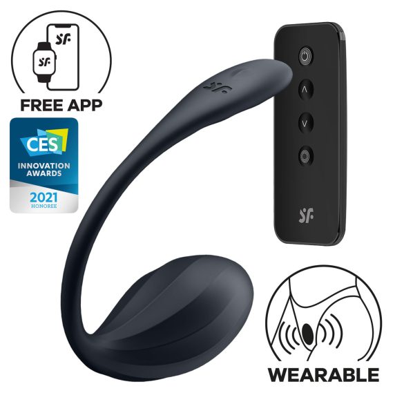 Satisfyer - Ou vibrator cu telecomandă - texturat - negru