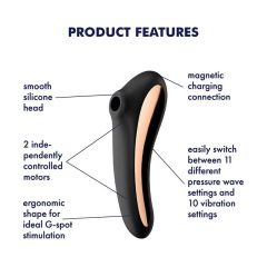   Satisfyer Dual Kiss - vibrator vaginal și clitoridian cu acumulator (negru)