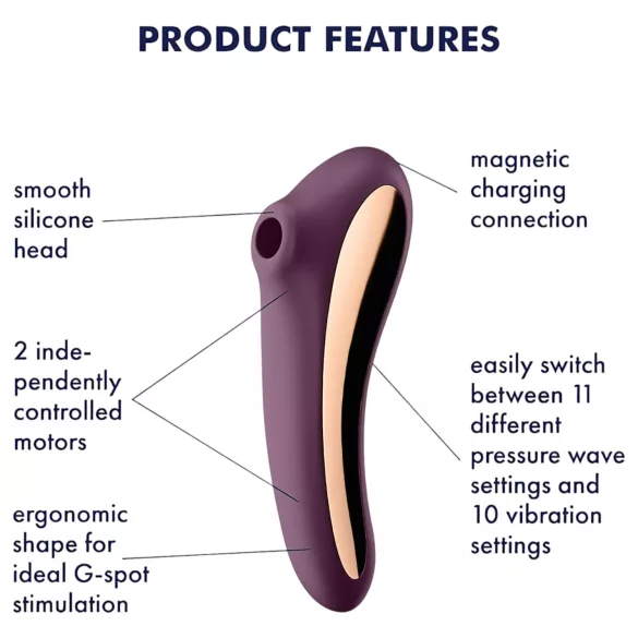 Satisfyer Dual Kiss - vibrator 2 în 1 vaginal și clitoridian - mov