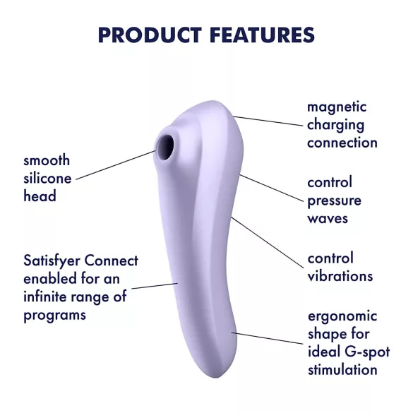 Satisfyer Dual Pleasure - vibrator 2în1 cu unde de aer și smart - mov