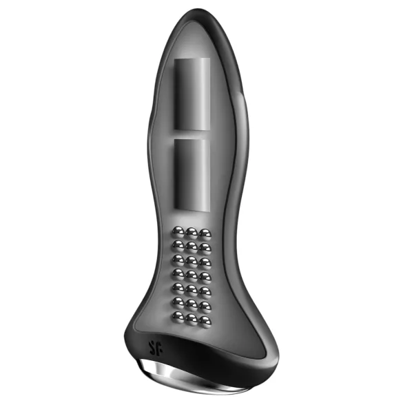Satisfyer - plug anal rotativ cu bile - silicon negru