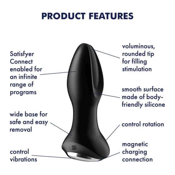 Satisfyer Rotator Plug 2 - vibrator anal cu perle rotative, reîncărcabil (negru)