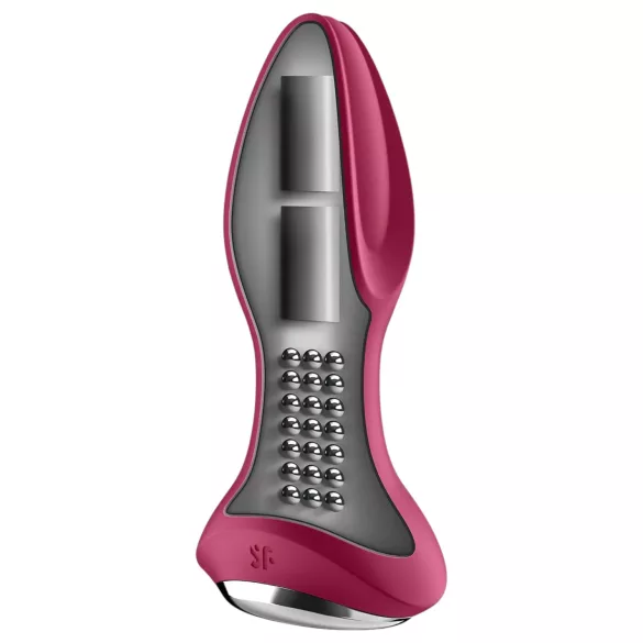 Satisfyer - dop anal cu vibrații și bile, reîncărcabil - silicon roșu