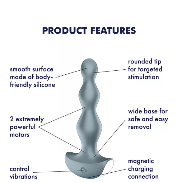 Satisfyer Lolli-Plug 2 - vibrator anal reîncărcabil rezistent la apă - gri