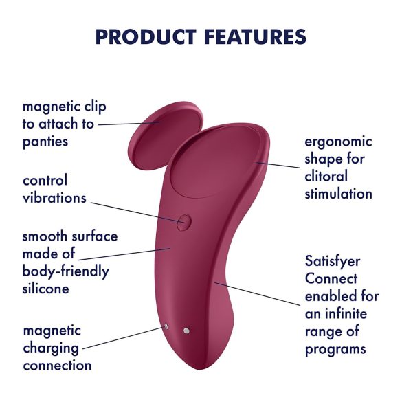 Satisfyer - vibrator tanga inteligent impermeabil - roșu