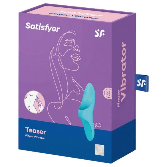 Satisfyer Teaser - vibrator deget reincarcabil, rezistent la apă, turcoaz