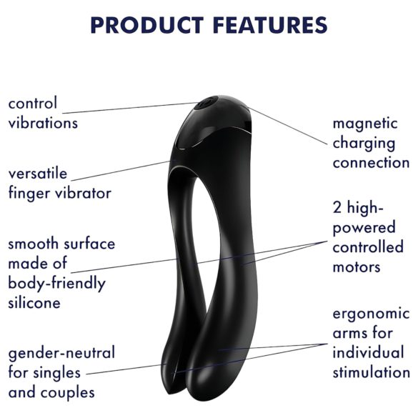 Satisfyer - Vibrator dublu reîncărcabil impermeabil - negru