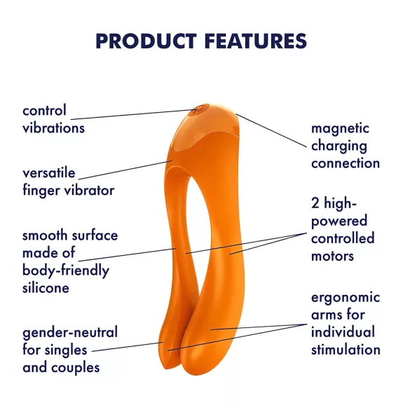 Satisfyer Candy Cane - vibrator dublu, reîncărcabil, waterproof, portocaliu