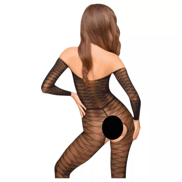 Penthouse - Catsuit sexy cu model zig-zag - dantelă neagră