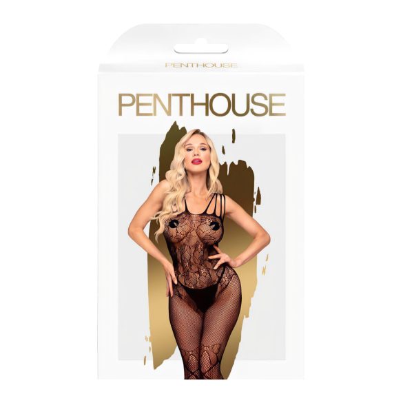 Penthouse - Catsuit sexy decupat - plasă deschisă - negru - XL