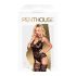 Seductie Penthouse - set dantelat și plasă, cu bretele (negru)