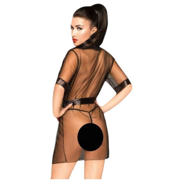 Penthouse Midnight Mirage - halat satinat și tanga (negru) - XL