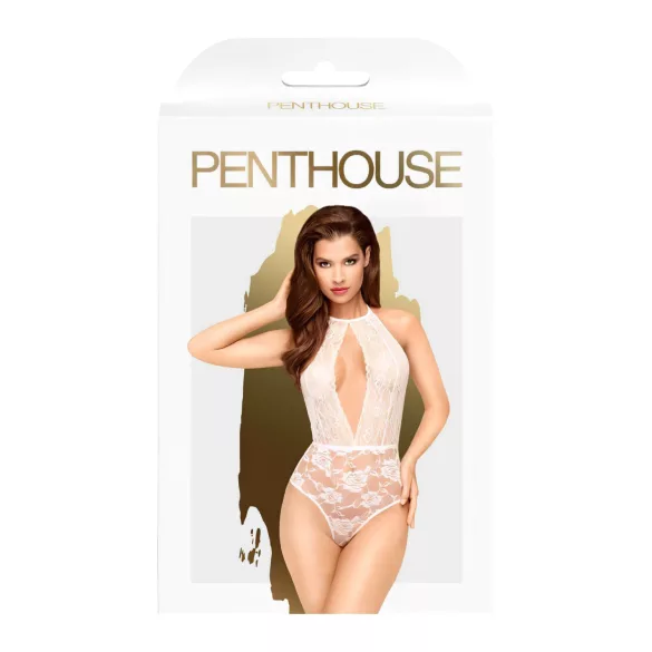 Penthouse - body sexy cu guler la gât - alb - M/L