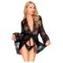 Halat seducător și tanga din dantelă Penthouse Hypnotic Power (negru) - XL
