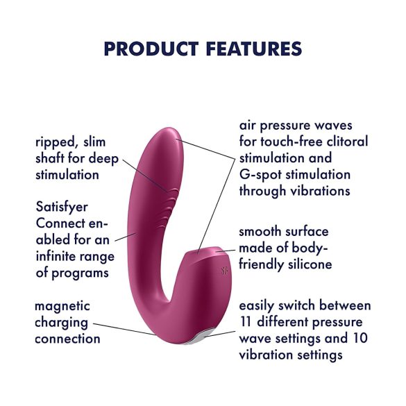 Satisfyer Sunray - vibrator cu unde de aer 2în1 cu acumulator - roșu
