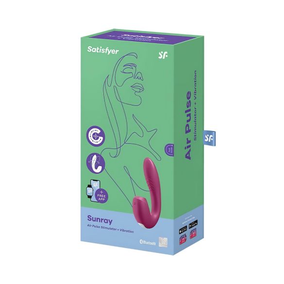 Satisfyer Sunray - vibrator cu unde de aer 2în1 cu acumulator - roșu