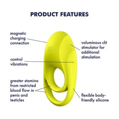   Satisfyer Spectacular - inel de penis vibratoare, impermeabil și cu baterie (galben)