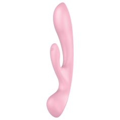   Satisfyer Triple Oh - vibrator cu braț pentru clitoris, reîncărcabil, roz