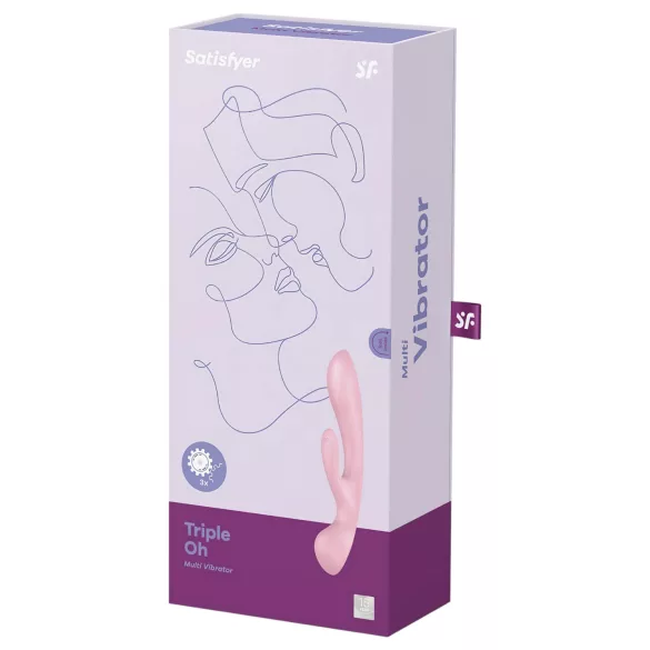 Satisfyer Triple Oh - vibrator cu braț pentru clitoris, reîncărcabil, roz