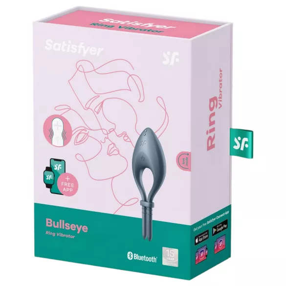 Satisfyer Bullseye - Inel pentru penis cu vibrații controlat prin aplicație, pentru bărbați (gri)