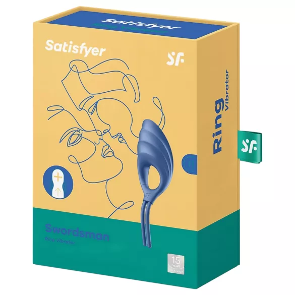 Satisfyer Swordsman - inel pentru penis cu vibrații, reîncărcabil, albastru