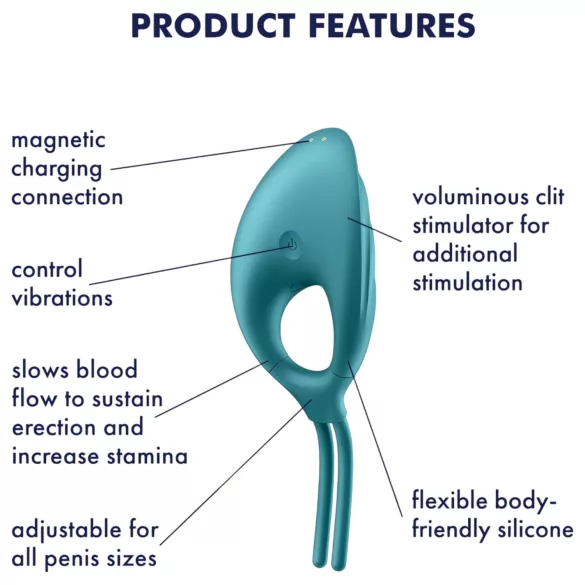 Satisfyer Swordsman - inel penis cu vibrații reîncărcabil - silicon verde