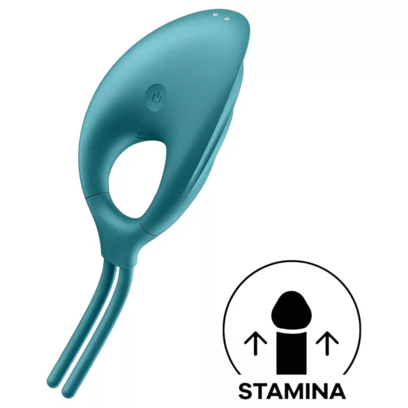 Satisfyer Swordsman - inel penis cu vibrații reîncărcabil - silicon verde