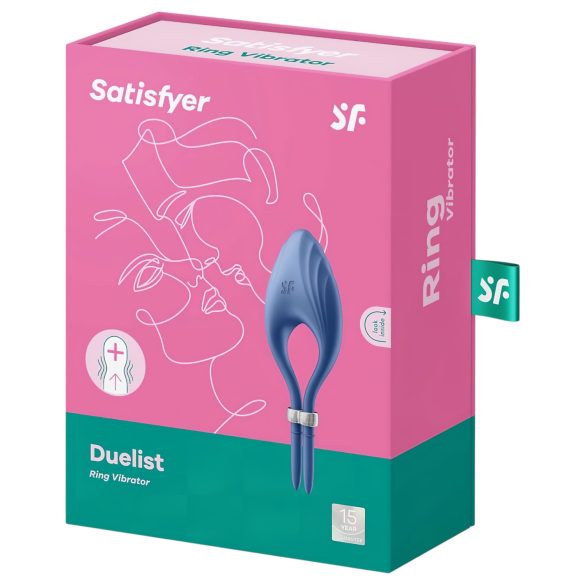 Satisfyer Duelist - inel pentru penis cu vibrații, reîncărcabil - albastru