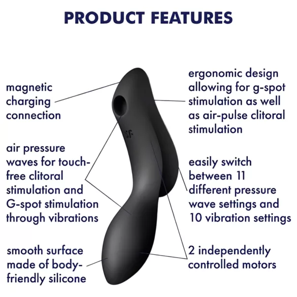 Satisfyer Curvy Trinity 2 - vibrator 2în1 cu unde de aer - negru