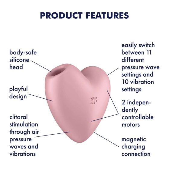 Satisfyer Cutie Heart - vibrator clitoridian cu baterie și tehnologia undelor de aer (roz)