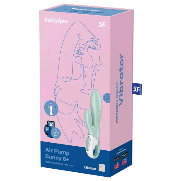 Satisfyer Air Pump Bunny 5 - vibrator pompat controlat prin aplicație (mentă)