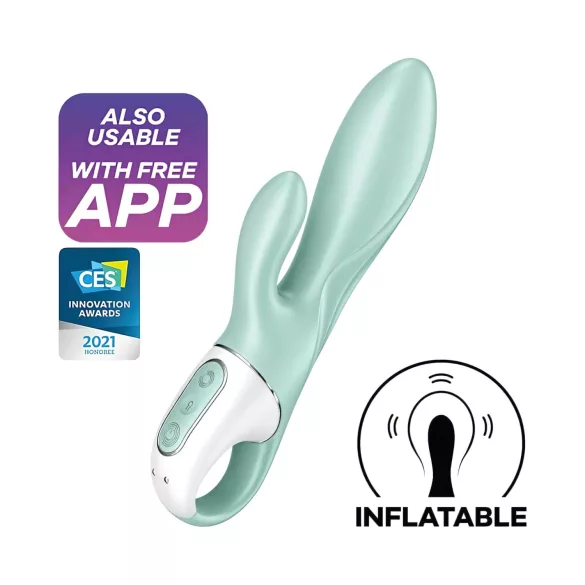 Satisfyer Air Pump Bunny 5 - vibrator pompat controlat prin aplicație (mentă)
