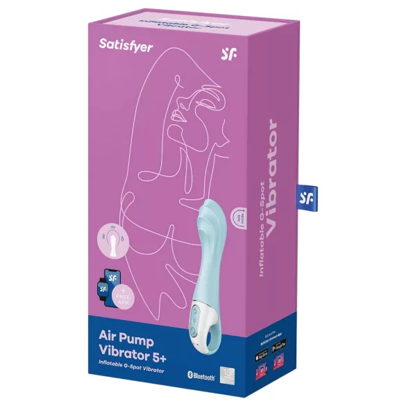 Vibrator cu pompă de aer Satisfyer 5 - controlat prin aplicație (albastru)