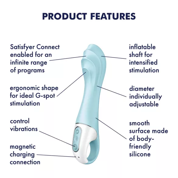 Vibrator cu pompă de aer Satisfyer 5 - controlat prin aplicație (albastru)