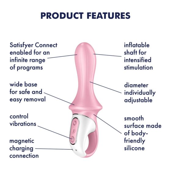Satisfyer Air Pump Booty 5 - vibrator anal inteligent și inflabil (roz)