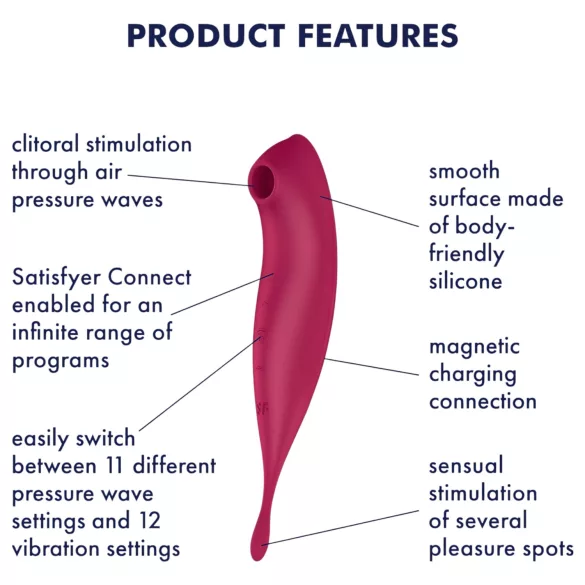 Satisfyer Twirling Pro - vibrator 2în1 pentru clitoris - inteligent, roșu