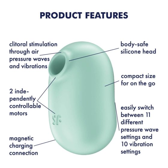 Satisfyer Pro To Go 2 - Vibrator clitoridian cu baterie, cu tehnologie de valuri de aer (mentă)